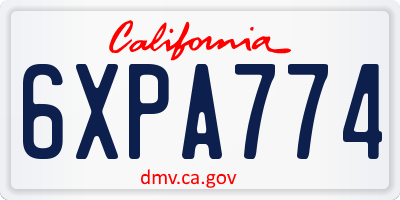 CA license plate 6XPA774