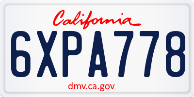 CA license plate 6XPA778