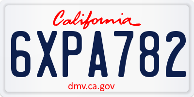 CA license plate 6XPA782
