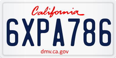 CA license plate 6XPA786