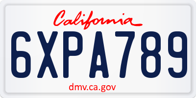 CA license plate 6XPA789