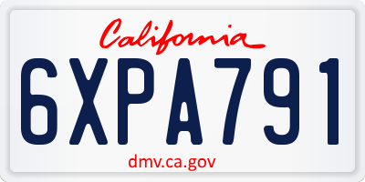 CA license plate 6XPA791
