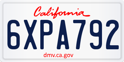 CA license plate 6XPA792
