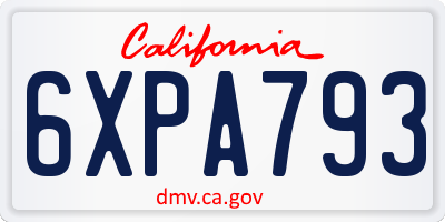 CA license plate 6XPA793