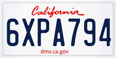 CA license plate 6XPA794