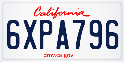 CA license plate 6XPA796