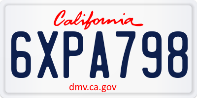 CA license plate 6XPA798