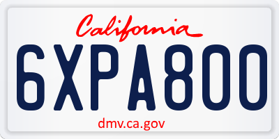 CA license plate 6XPA800