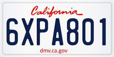 CA license plate 6XPA801