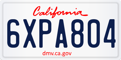 CA license plate 6XPA804