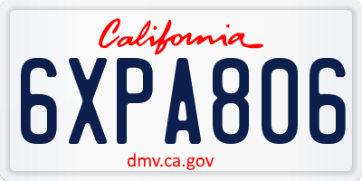 CA license plate 6XPA806