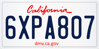 CA license plate 6XPA807