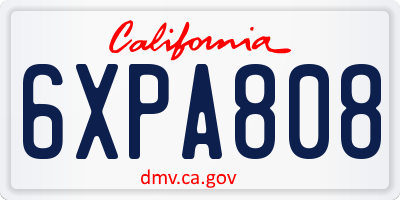 CA license plate 6XPA808