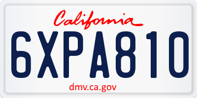 CA license plate 6XPA810