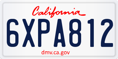 CA license plate 6XPA812