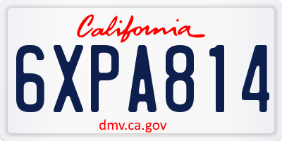 CA license plate 6XPA814