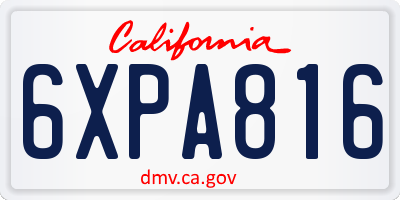 CA license plate 6XPA816