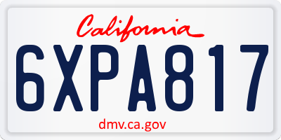 CA license plate 6XPA817