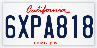 CA license plate 6XPA818