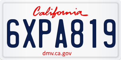 CA license plate 6XPA819