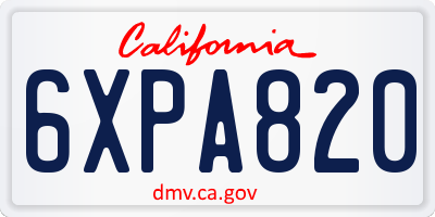 CA license plate 6XPA820