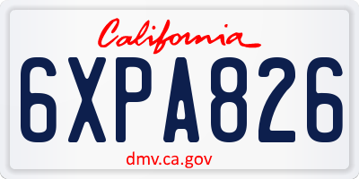 CA license plate 6XPA826