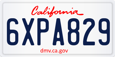 CA license plate 6XPA829