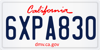 CA license plate 6XPA830