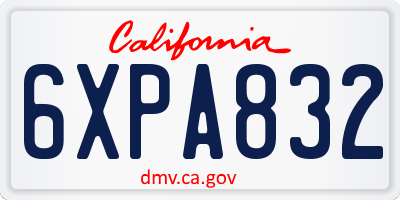 CA license plate 6XPA832