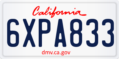 CA license plate 6XPA833