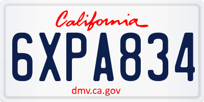 CA license plate 6XPA834