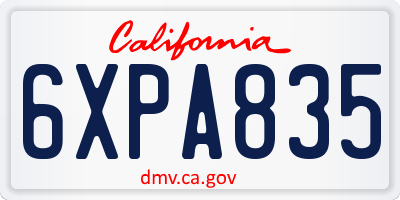 CA license plate 6XPA835