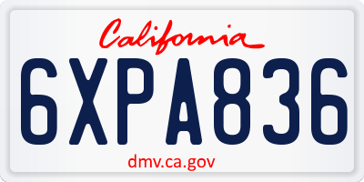 CA license plate 6XPA836