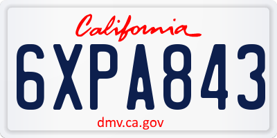 CA license plate 6XPA843