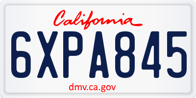 CA license plate 6XPA845