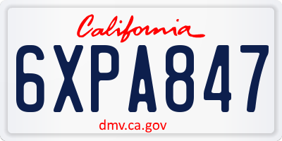 CA license plate 6XPA847