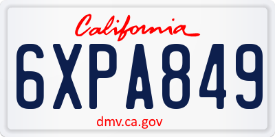 CA license plate 6XPA849