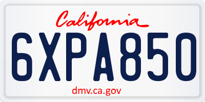 CA license plate 6XPA850