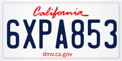 CA license plate 6XPA853