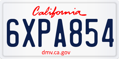 CA license plate 6XPA854