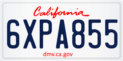 CA license plate 6XPA855