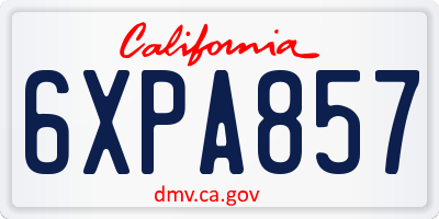 CA license plate 6XPA857