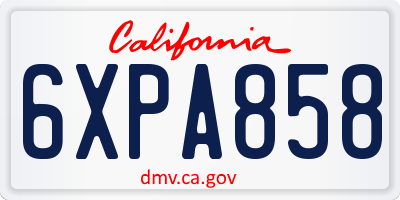 CA license plate 6XPA858