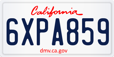 CA license plate 6XPA859