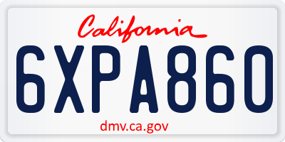 CA license plate 6XPA860