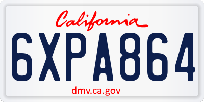 CA license plate 6XPA864
