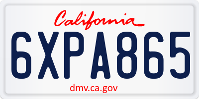 CA license plate 6XPA865