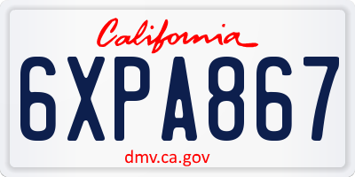 CA license plate 6XPA867