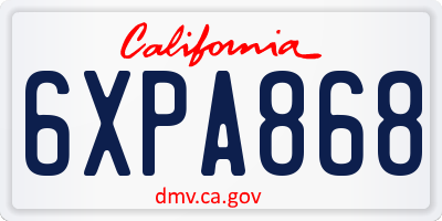 CA license plate 6XPA868