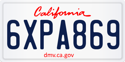 CA license plate 6XPA869